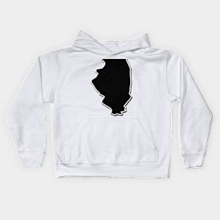 Black Illinois Outline Kids Hoodie